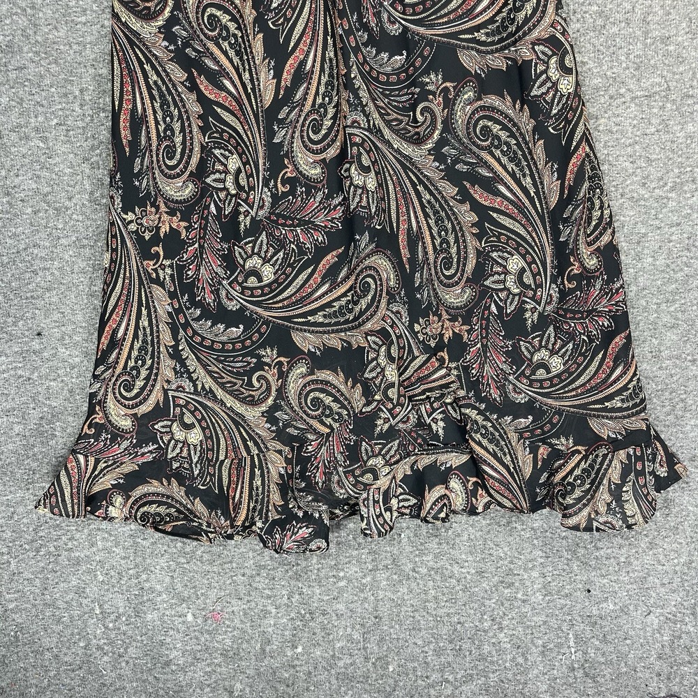 Y2K Positive Attitude Midi Dress Women's 14 Black Paisley Sheer Lined Sleeveless - Picture 3 of 11